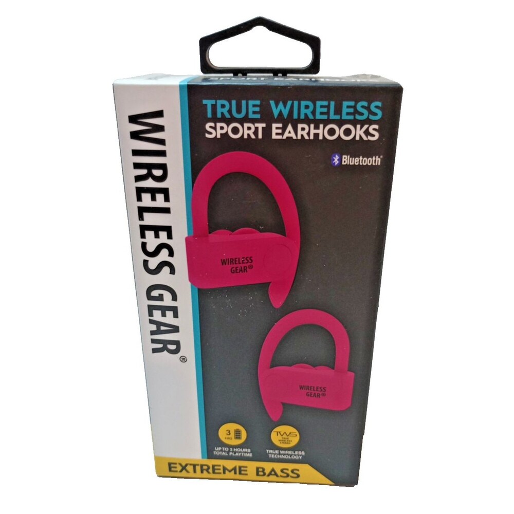 Wireless Gear True Wireless Sport Earhooks Earbuds Extreme Bass NIB PINK